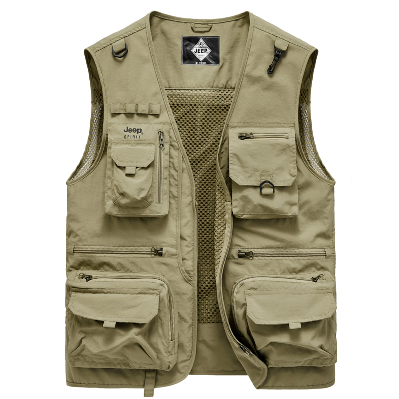 Jeep Men's Outdoor Lightweight Photography Vest Summer Casual Multi-Pocket Fishing  Mesh Vest