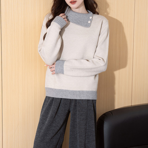 Tang Shi 2025 autumn and winter pullover sweater for women design, lapel color block design, spring and autumn, high-end tops for outdoor wear
Tang Shi 2025 autumn and winter pullover sweater for women design, lapel color block design, spring and autumn, high-end tops for outdoor wear