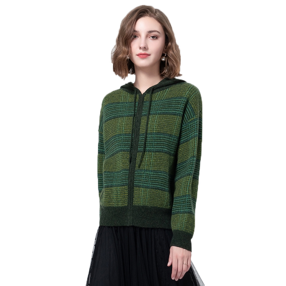 Rishen 2025 new hooded cashmere cardigan for women 100 pure cashmere autumn and winter color-blocking striped zipper sweater jacket
Rishen 2025 new hooded cashmere cardigan for women 100 pure cashmere autumn and winter color-blocking striped zipper sweater jacket