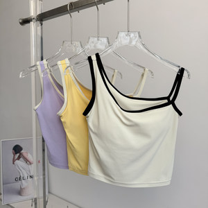 Integrated sports underwear for women in summer running training gathering bra beautiful back sexy slanted shoulder yoga fitness vest 
Integrated sports underwear for women in summer running training gathering bra beautiful back sexy slanted shoulder yoga fitness vest