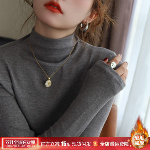 Bottoming shirt for women, 2025 popular new model, black half-high collar, can be worn outside in autumn and winter, dark gray top 
Bottoming shirt for women, 2025 popular new model, black half-high collar, can be worn outside in autumn and winter, dark gray top