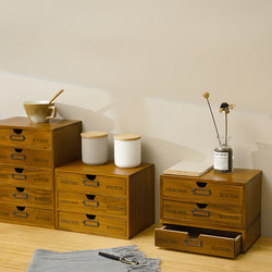 Japanese-Style Zakka Vintage Solid Wood Box with Three Drawers for Desktop Storage and Organization Japanese-Style Zakka Vintage Solid Wood Box with Three Drawers for Desktop Storage and Organization
