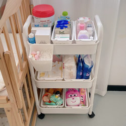 Baby Products Storage Trolley Rack Floor-Standing Mobile Bedroom Baby Newborn Bedside Diaper Storage Rack Baby Products Storage Trolley Rack Floor-Standing Mobile Bedroom Baby Newborn Bedside Diaper Storage Rack