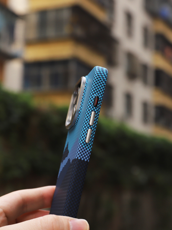 Alpine Mountain Carbon Fiber Pattern MagSafe Matte Slim Fit 15, 14, 13, 12 Phone Case