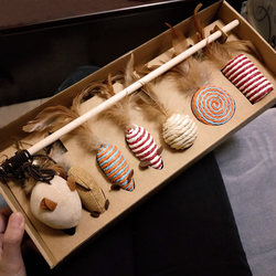 Cat Toy Feather Teaser Stick, Bite-Resistant Teething Stick, Kitten Self-Entertainment Boredom-Relief Set, Kitten Energy-Consuming Supplies Cat Toy Feather Teaser Stick, Bite-Resistant Teething Stick, Kitten Self-Entertainment Boredom-Relief Set, Kitten Energy-Consuming Supplies