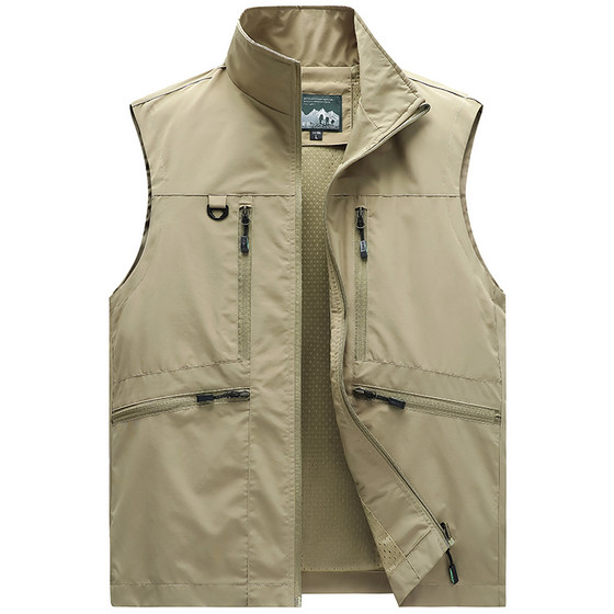 2025 cross-border new outdoor vest for men multi-pocket middle-aged and young people loose vest workwear casual jacket vest 2025 cross-border new outdoor vest for men multi-pocket middle-aged and young people loose vest workwear casual jacket vest