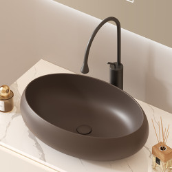 Ceramic Countertop Washbasin, Artistic Basin, Matte Brown, for Guesthouses and Hotels, Wash Basin, Sink Ceramic Countertop Washbasin, Artistic Basin, Matte Brown, for Guesthouses and Hotels, Wash Basin, Sink
