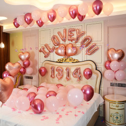 Romantic Wedding Room Decoration, Creative Proposal Supplies, Decorative Balloons, Wedding Bedroom Aluminum Film Decoration Scene, Valentine's Day Romantic Wedding Room Decoration, Creative Proposal Supplies, Decorative Balloons, Wedding Bedroom Aluminum Film Decoration Scene, Valentine's Day