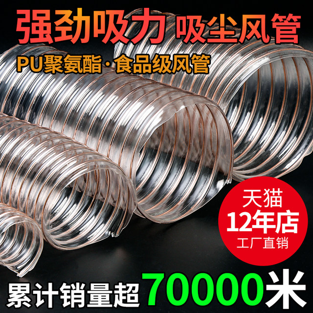 Pu Polyurethane Air Duct Steel Wire Hose Transparent Telescopic Hose