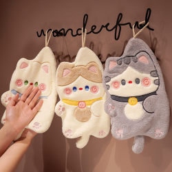 Honghan cartoon cat hanging water-absorbing thickened hand towel Honghan cartoon cat hanging water-absorbing thickened hand towel