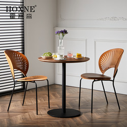 Hokksen Minimalist Dining Table and Chair Set, Milk Tea Shop Designer Meeting Round Table, Nordic Cafe Table Hokksen Minimalist Dining Table and Chair Set, Milk Tea Shop Designer Meeting Round Table, Nordic Cafe Table