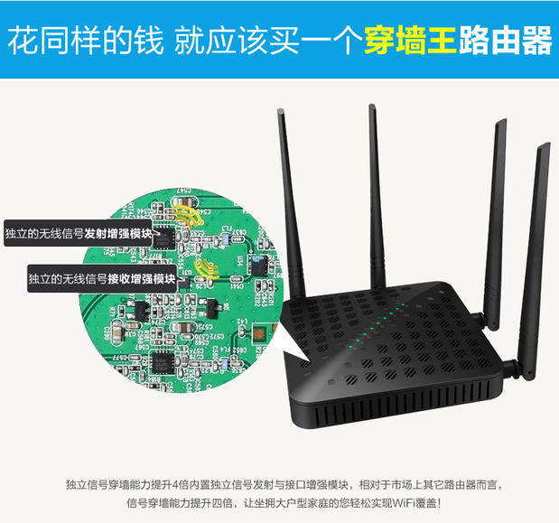 腾达F1203大功率家用AC千兆wifi5g智能无线路