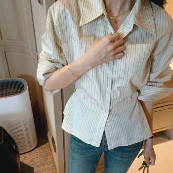 BIGYU casual striped yellow shirt
 BIGYU casual striped yellow shirt