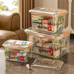 Medicine box home decoration household large-capacity medicine box medicine bottle storage box emergency medicine box portable medicine box Medicine box home decoration household large-capacity medicine box medicine bottle storage box emergency medicine box portable medicine box