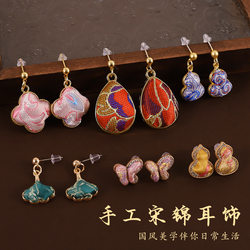 New Chinese style handmade diy song brocade earrings earrings material package bottom embryo salon event small gift 925 silver needle earrings New Chinese style handmade diy song brocade earrings earrings material package bottom embryo salon event small gift 925 silver needle earrings