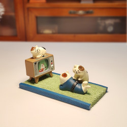 Japanese-Style Zakka Mini Crafts Ornaments for Living Room Watching Tv Cat Scene Decorations Small Figurines Japanese-Style Zakka Mini Crafts Ornaments for Living Room Watching Tv Cat Scene Decorations Small Figurines