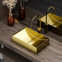 Scandinavian Golden Stainless Steel Countertop Basin Square Wash Basin Home Hotel Wash Basin Bathroom Single Basin Basin Scandinavian Golden Stainless Steel Countertop Basin Square Wash Basin Home Hotel Wash Basin Bathroom Single Basin Basin