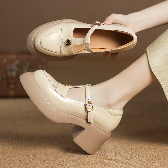 Small thick sole heightened Mary Jane shoes for women 2025 new French high heels thick heels genuine leather shallow mouth single shoes
Small thick sole heightened Mary Jane shoes for women 2025 new French high heels thick heels genuine leather shallow mouth single shoes