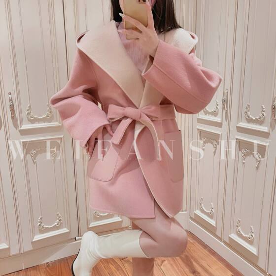 Fanshu and luxury, the boss's wife's new wool woolen jacket mid-length lace-up jacket fashionable Fanshu and luxury, the boss's wife's new wool woolen jacket mid-length lace-up jacket fashionable