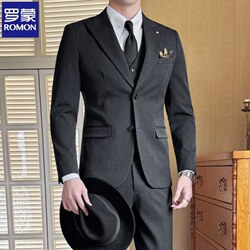 Romon Suit Set for Men, High-End Business Formal Wear, Sophisticated Peaked Lapel, Groom's Wedding Casual Suit for Men Romon Suit Set for Men, High-End Business Formal Wear, Sophisticated Peaked Lapel, Groom's Wedding Casual Suit for Men