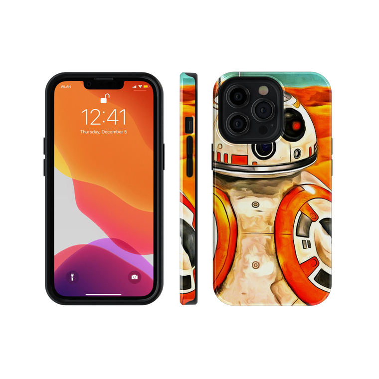 BB8 Illustration Niche Painted Art Illustration Personalized Layer 3D Matte Hard 15, 14, 13, 12, 11 iPhone Case