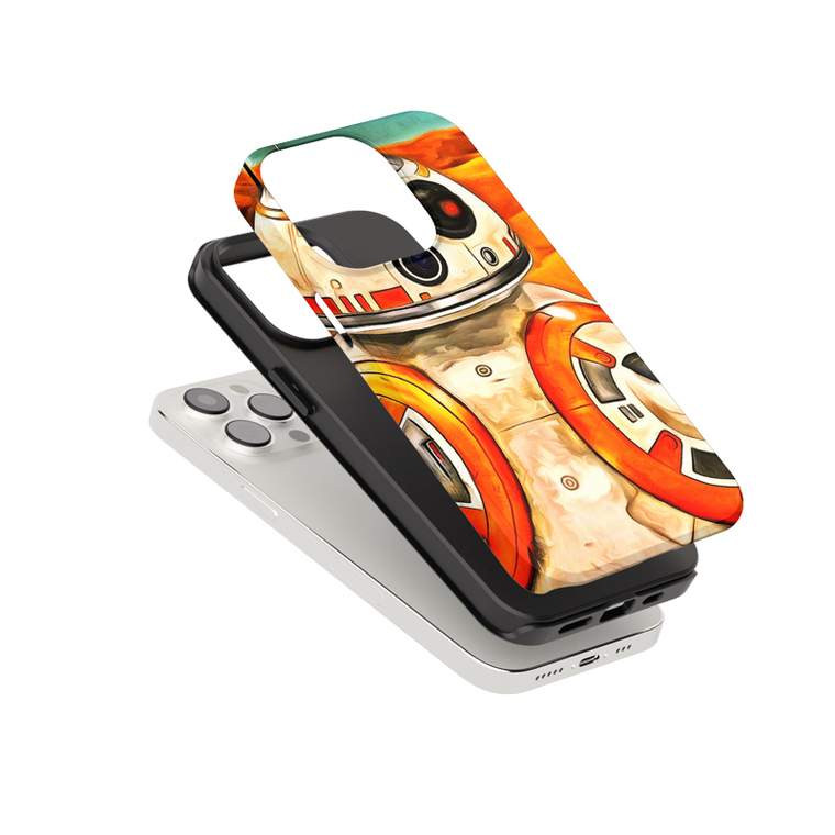 BB8 Illustration Niche Painted Art Illustration Personalized Layer 3D Matte Hard 15, 14, 13, 12, 11 iPhone Case