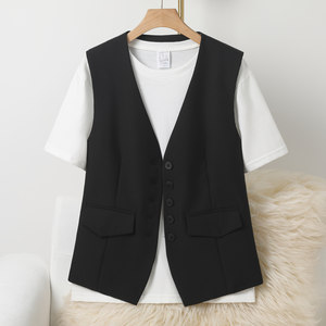 Black suit vest women's jacket with outerwear for women's vest 2025 women's new spring and autumn outfit pony clip 
Black suit vest women's jacket with outerwear for women's vest 2025 women's new spring and autumn outfit pony clip