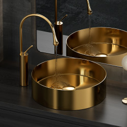 Gold Stainless Steel Countertop Washbasin Single Basin Bathroom Round Washbasin Home Black Wash Basin Gold Stainless Steel Countertop Washbasin Single Basin Bathroom Round Washbasin Home Black Wash Basin
