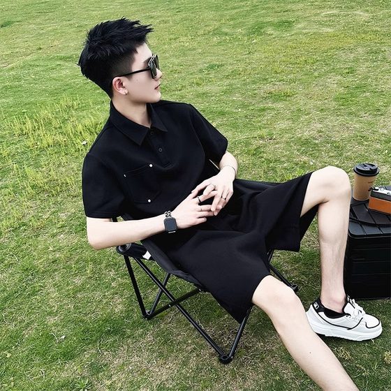 Men's fashion short -sleeved POLO shirt suit casual business casual shorts summer men's clothing with a set of handsomeness Men's fashion short -sleeved POLO shirt suit casual business casual shorts summer men's clothing with a set of handsomeness