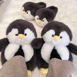 Cute penguin cotton slippers student dormitory plus plush fur shoes couple home shoes indoor non-slip thickness Cute penguin cotton slippers student dormitory plus plush fur shoes couple home shoes indoor non-slip thickness