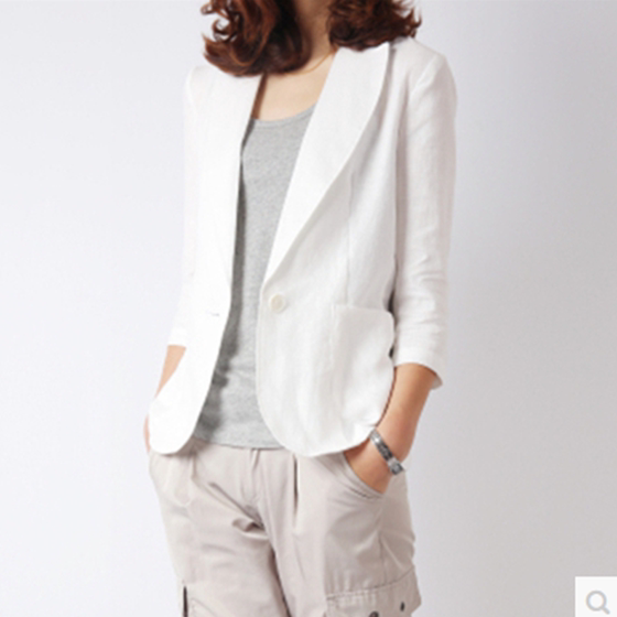 2023 Korean version of the new cotton, linen small suit female slim seven -point sleeve linen, fashion, thin short coat 2023 Korean version of the new cotton, linen small suit female slim seven -point sleeve linen, fashion, thin short coat