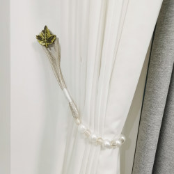 Creative Wall-Mounted Retro No-Drill Luxury Leaf Curtain Hooks French Pearl Hanging Rope Fastener Strap Storage Creative Wall-Mounted Retro No-Drill Luxury Leaf Curtain Hooks French Pearl Hanging Rope Fastener Strap Storage