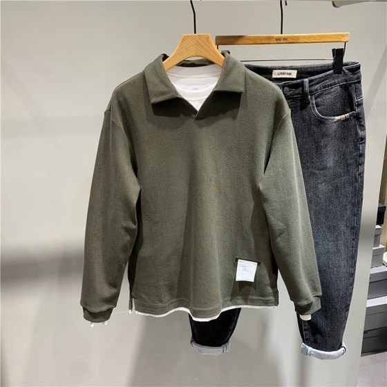 Fake two-piece lapel long-sleeved sweatshirt for men 2025 autumn new simple solid color Polo shirt for young men
Fake two-piece lapel long-sleeved sweatshirt for men 2025 autumn new simple solid color Polo shirt for young men