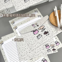 Splash-ink small animal letter paper with a sense of ritual, ins style and good looks, a complete set of handwritten romantic creative blessing gifts Splash-ink small animal letter paper with a sense of ritual, ins style and good looks, a complete set of handwritten romantic creative blessing gifts