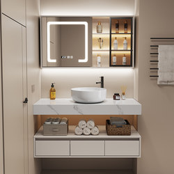 New Chinese Style Cream Style Bathroom Cabinet Combination Bathroom Rock Board Washing Table Creative Counter Basin Wash Basin Bathroom Cabinet New Chinese Style Cream Style Bathroom Cabinet Combination Bathroom Rock Board Washing Table Creative Counter Basin Wash Basin Bathroom Cabinet
