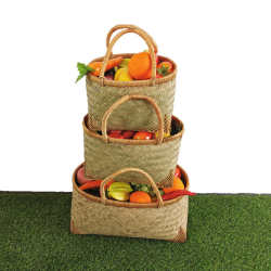 Hand-held vegetable basket household bamboo woven bamboo basket bag grocery shopping basket weaving picnic blue kitchen storage vegetable basket Hand-held vegetable basket household bamboo woven bamboo basket bag grocery shopping basket weaving picnic blue kitchen storage vegetable basket