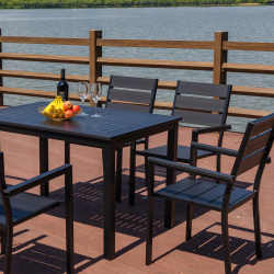 Outdoor table and chairs courtyard table and chair combination leisure cafe outdoor outdoor balcony garden terrace plastic wood table and chair Outdoor table and chairs courtyard table and chair combination leisure cafe outdoor outdoor balcony garden terrace plastic wood table and chair