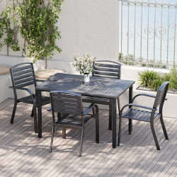 Outdoor tables and chairs, courtyard leisure dining tables and chairs combination cafe outdoor open-air balcony garden anti-corrosion plastic wood tables and chairs Outdoor tables and chairs, courtyard leisure dining tables and chairs combination cafe outdoor open-air balcony garden anti-corrosion plastic wood tables and chairs