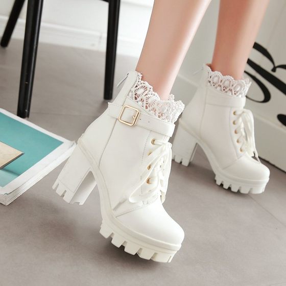 Short -cylinder spring, autumn and winter Single boots children's shoes ultra -high heels, lace -up Martin boots Binglun wind boots white size Short -cylinder spring, autumn and winter Single boots children's shoes ultra -high heels, lace -up Martin boots Binglun wind boots white size