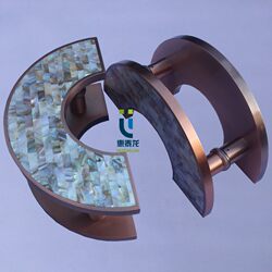 New Chinese shell semicircular door handle mosaic bronze large handle glass door handle villa wooden door handle New Chinese shell semicircular door handle mosaic bronze large handle glass door handle villa wooden door handle