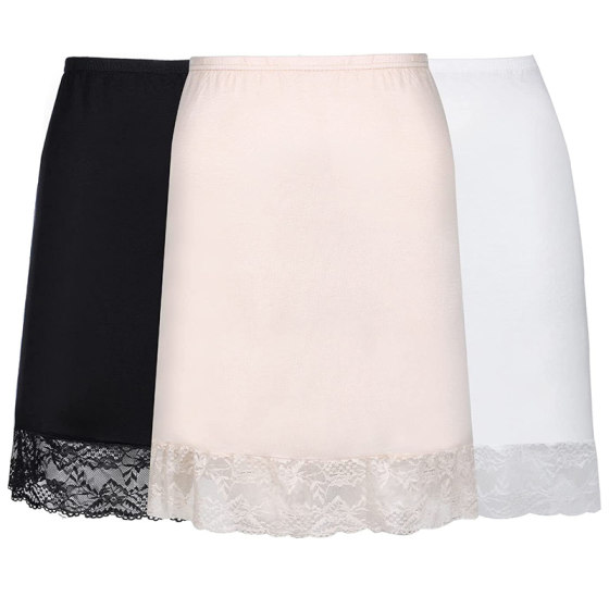 Korean version of spring and summer new women's anti-exposure lining skirt Modal spliced lace skirt Anti-transparent base skirt Korean version of spring and summer new women's anti-exposure lining skirt Modal spliced lace skirt Anti-transparent base skirt
