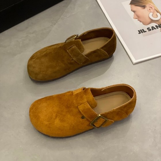 Frosted leather Birkenstock shoes for women 2025 new autumn trendy flat sole versatile all-inclusive lazy round-toe single shoes Frosted leather Birkenstock shoes for women 2025 new autumn trendy flat sole versatile all-inclusive lazy round-toe single shoes