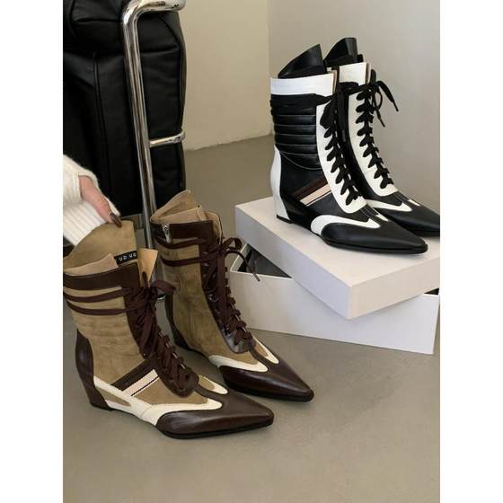 2025 new lace-up sports style boxing fashion hot girl pointed-toe Martin boots retro color block inner mid-tube boots
2025 new lace-up sports style boxing fashion hot girl pointed-toe Martin boots retro color block inner mid-tube boots