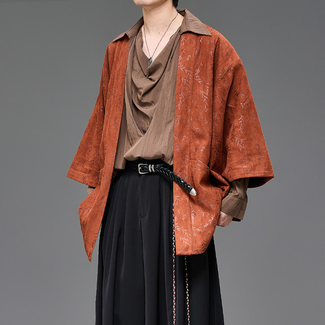 Cutting design mid-length Taoist robe cardigan men's spring and autumn Japanese style retro new Chinese style loose Yamamoto style jacket Cutting design mid-length Taoist robe cardigan men's spring and autumn Japanese style retro new Chinese style loose Yamamoto style jacket