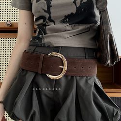 Liu Wuwei Suede Wide Belt 2025 New Style High-End Belt for Women, Suitable for Skirts and Jeans Liu Wuwei Suede Wide Belt 2025 New Style High-End Belt for Women, Suitable for Skirts and Jeans