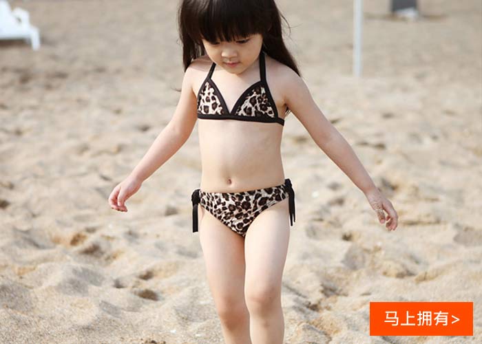 韩国可爱豹纹儿童比基尼