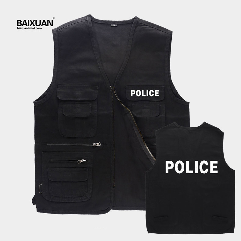 百炫100%纯棉 police马夹 多兜背心特战武装 出勤队服