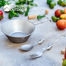 Pure titanium outdoor salad bowl set portable tableware Pure titanium outdoor salad bowl set portable tableware