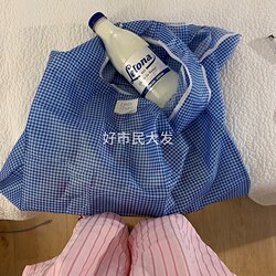 Good Citizen Dafa Homemade Foldable Blue Plaid Storage Bag Large Capacity Supermarket Shopping Bag Picnic Waterproof Good Citizen Dafa Homemade Foldable Blue Plaid Storage Bag Large Capacity Supermarket Shopping Bag Picnic Waterproof