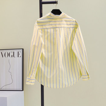 Yellow vertical striped Oxford cotton shirt for women 2025 Yellow vertical striped Oxford cotton shirt for women 2025